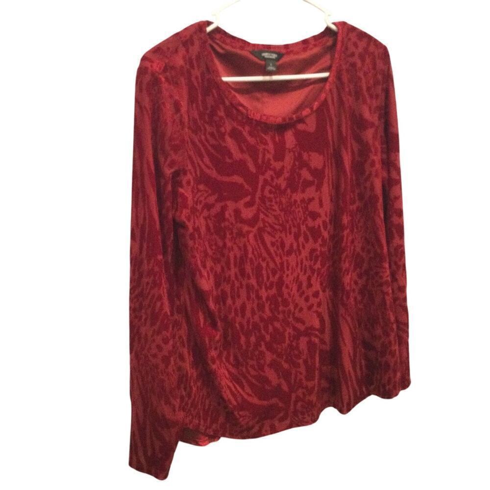 Vera Bradley Womens Velvet Burnout Shirt Size L Red Valentine's Day Whimsigoth‎